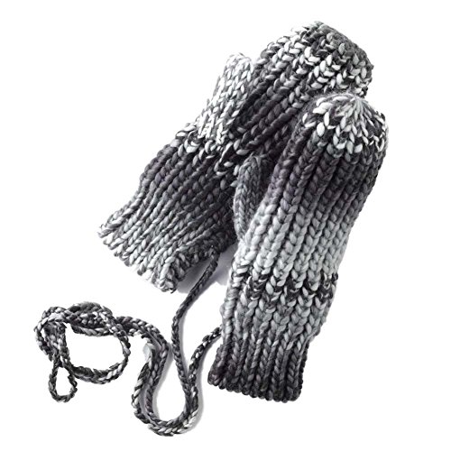 Mudd Womens Soft Gray Knit Mittens with String Attachment
