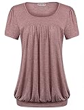 Jazzco Women's Scoop Neck Short Sleeve Pleated Blouse T Shirt