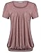 Jazzco Women's Scoop Neck Short Sleeve Pleated Blouse T Shirt