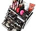 Finnhomy Makeup Organizer Acrylic Cosmetic Organizer Jewelry Storage Organizer Counter Storage Case Large Display Drawer 3 Pieces Set-Unique Smoky Color Matches any Decor in Your Room