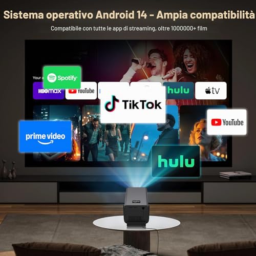 [2000 ANSI/Voice Assistant IA/1080P Native] LYNCAST X7 Smart Video Projector with Android 14 IA Car Focus/Keystone Projector with WiFi6 and Bluetooth5.4, 200 Inch Display