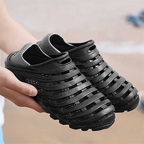 Kqpoinw Summer Unisex Garden Clogs Walking Slippers Lightweight Breathable Sandals Anti-Slip Quick Drying Beach Water Shoes ((Men)10.5 US/45 EU=10.83", Black)