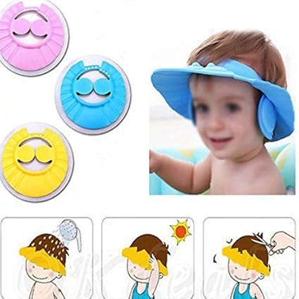 siddhmurti New Adjustable Safe Soft Bathing Baby Shower Cap Wash Hair for Children