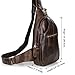 Yilen Casual Daypack Top Grain Genuine Leather Sling Shoulder Backpack with Front Buckle Chest Bag(Coffee)