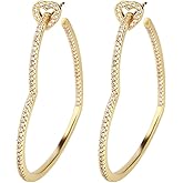 CEYIYA Heart Hoop Earrings - CZ Heart Stud Earrings in Gold WhiteGold