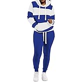 TOPONSKY Womens 2 Piece Tracksuit Long Sleeve Warm Up Outfit Patchwork Pants Set