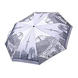 Rainbrace Automatic Travel Rain Umbrella Super Windproof with Heat Transfer Printing Fashion Design (China Oriental Pearl Tower and the Great Wall)