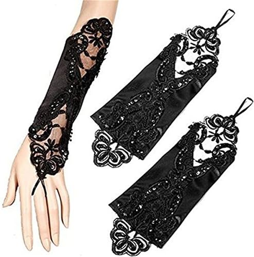 Iyufisha Weding Dresses Glvoes Lace Special Occasion Evening Party Glove FBA (Black Lace)