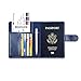 ACdream Passport Holder Cover, PU Leather Travel Wallet Case, RFID Blocking Document Organizer Protecrtor, with Slots for Credit Cards, Boarding Pass, for Women and Men - Dark Blue