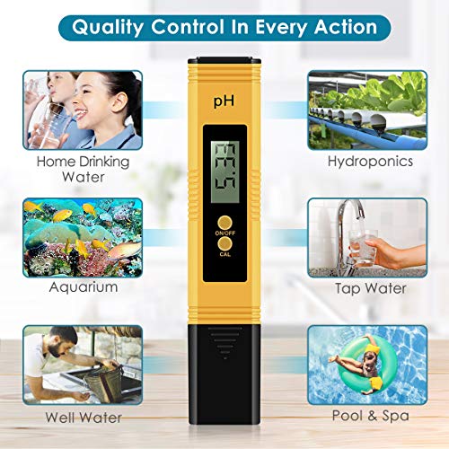 VEROSKY Digital PH Meter, PH Meter 0.01 PH High Accuracy Water Quality Tester with 0-14 PH Measurement Range for Household Drinking, Pool and Aquarium Water PH Tester Design with ATC