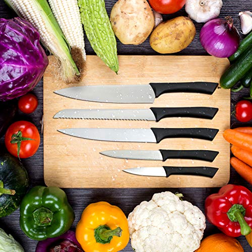Vestaware Knife Set/Kitchen Knvies,Kitchen Knife Set with Carving Utility Chef Bread and Paring Knives - 5 Piece High Carbon Stainless Steel Cutlery Knives Set