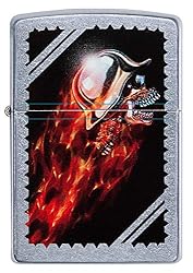 Zippo Skull and Flames Pocket Lighter, Street Chrome