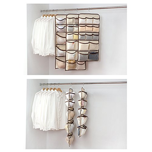 Daygos Hanging Closet Dual-Sided Organizers-30 Pockets-Canvas Storage Bag for Stockings&Socks&Underwear&Jewelry Organization - Thumbnail 6