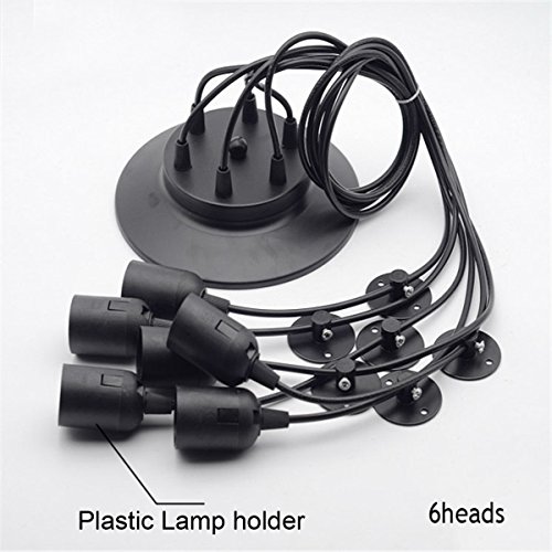 ZHMA Antique Classic Pandent Lights, Ajustable DIY Ceiling Spider Light E27, Rustic Chandelier, Industrial Hanging Light Dining Hall Bedroom Hotel Decoration, 6 Arms(Each with 1.7m Wire)