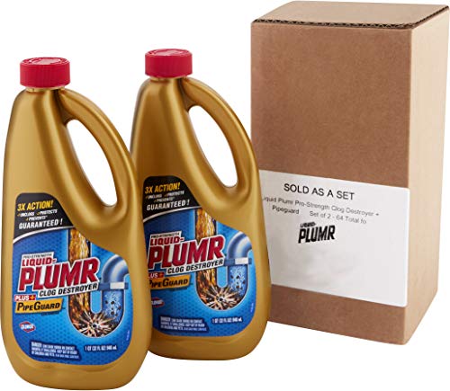 Liquid-Plumr Pro-Strength Full Clog Destroyer Plus PipeGuard, 32 Ounce Bottles - 2 Pack