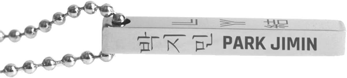 dfgjdryt Practical Kpop BTS Bangtan Boys Same Paragraph Necklace Stainless Steel Four-Sided Lettering Stereo Stick Pendant Necklace Boys Girls Necklace Gifts for Fans