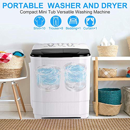 Nictemaw Portable washer Compact Twin Tub Washing Machine 21.6lbs, Mini