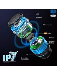 Radios para la regadera   Iluminación Hydro Beat Altavoz bluetooth portátil IPX7 totalmente impermeable con radio FM incorporada y luces LED de humor. Recargables por medio de un puerto Micro USB. (Azul y Negro)