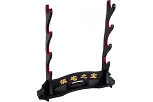 FOXSMZZ Sword Holder Samurai Sword Stand Display Katana Wakizashi Tanto Velvet Padded Wall Hanger Sword Rack (4 Tier)
