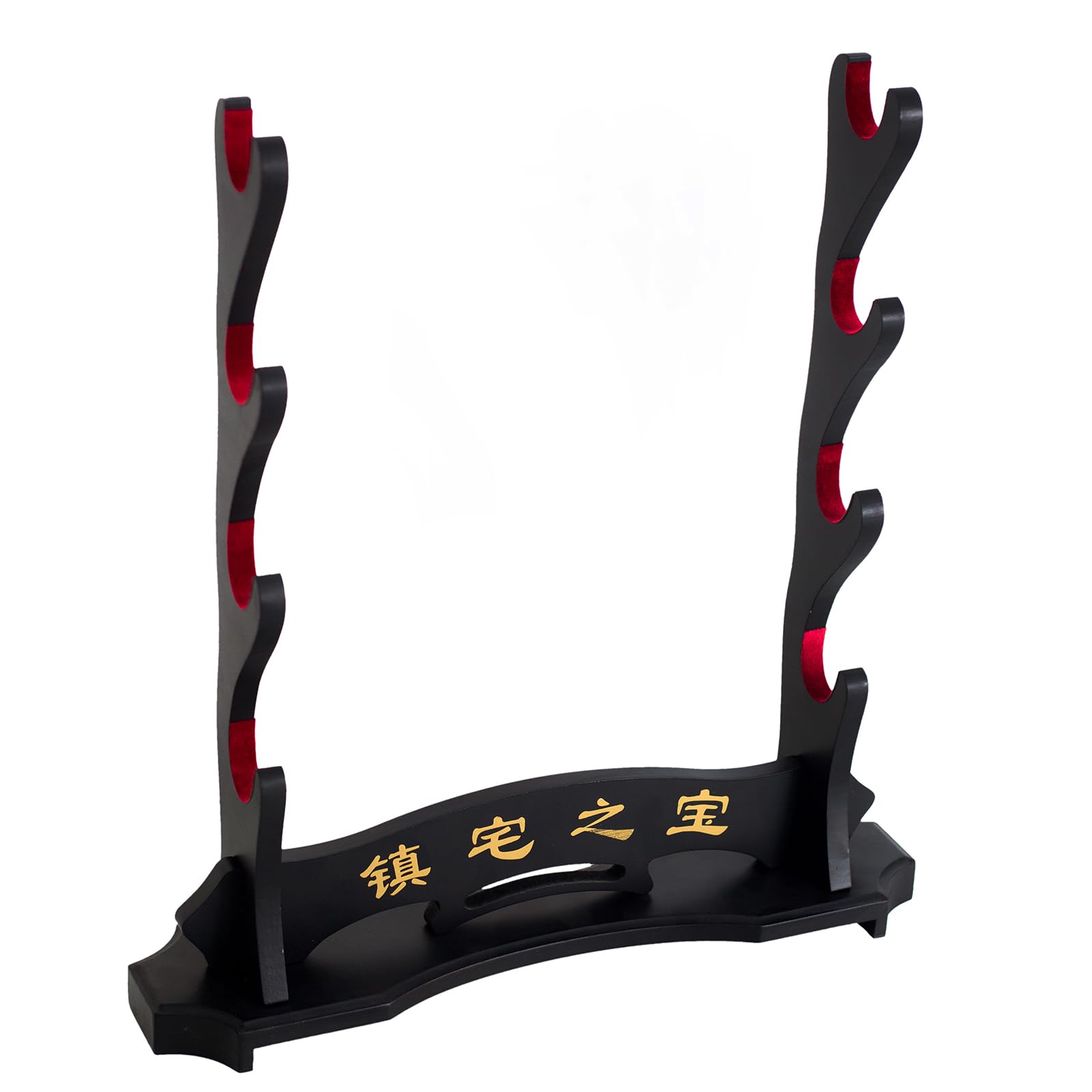 FOXSMZZ Sword Holder Samurai Sword Stand Display Katana Wakizashi Tanto Velvet Padded Wall Hanger Sword Rack (4-Tier)