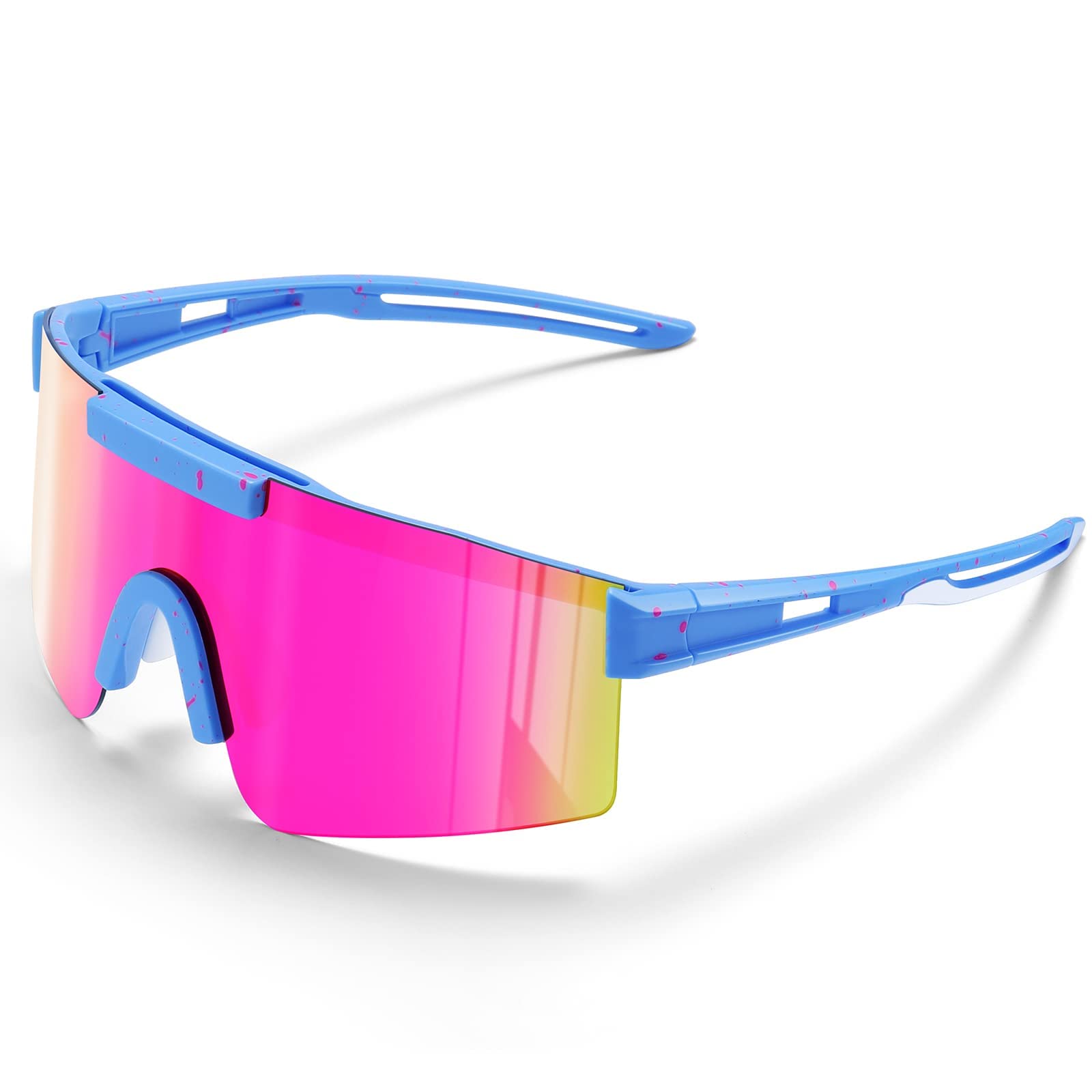 konqkin Cycling Glasses-Sports-Sunglasses-Mens-Womens-Polarised Sun Glasses UV400 Protection Ski Goggles Outdoor Bicycle Motorbike Driving Fishing Hiking,blue pink
