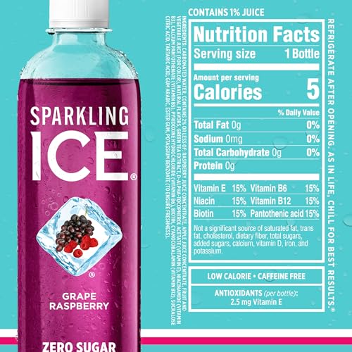 SPARKLING ICE BLUE VARIETY PACK, ZERO SUGAR SPARKLING WATER, WITH VITAMINS AND ANTIOXIDANTS, 17 FL OZ, 12 COUNT (CLASSIC LEMONADE, STRAWBERRY WATERMELON, GRAPE RASPBERRY, LEMON LIME)