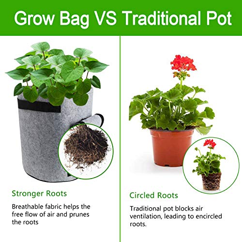TQQFUN 2 Pack 7 Gallon Smart Potato Bags Velcro Window Vegetable Bags, Double Layer Premium Breathable Nonwoven Cloth for Potato/Aeration Fabric Pots with Handles(Gray)