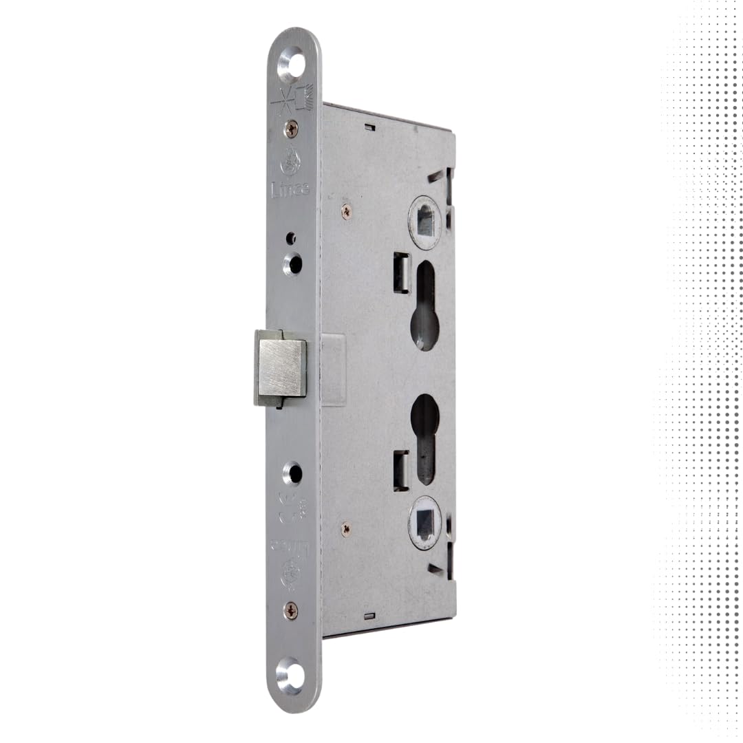 LINCE - 7770T Lock for Firewall Doors | Reversible mortice Lock Without deadbolt for Euro Cylinder | Galvanized Steel Front and case