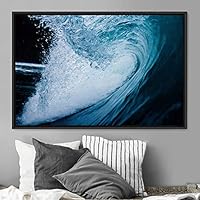 Framed Canvas Wall Art Coastal Freedom Aerial Beach Beach Coastal Cool Minimalism Multicolor Photography Relax/Calm - 16x24 inches