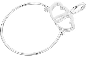 Toyvian 925 Sterling Silver Dual Heart Ring Charm Holder Necklace Pendant, White Gold Tone Connector Pendant