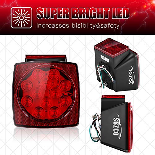 SUZCO Submersible Led Boat Marine Trailer Tail Guide Lights Break Breakaway Kit 12V, Utility Assembly Trail/Brake/Turn/Stop/Signal Red Light - DOT Compliant Over 80inch for Truck ATV Tractor Dump - Thumbnail 7