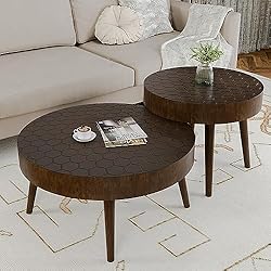 HOMPUS Round Nesting Coffee Table w Honeycomb