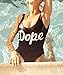 Vanell Women's Letter Print Monokini Bikini High Cut Backless One Piece Swimsuit