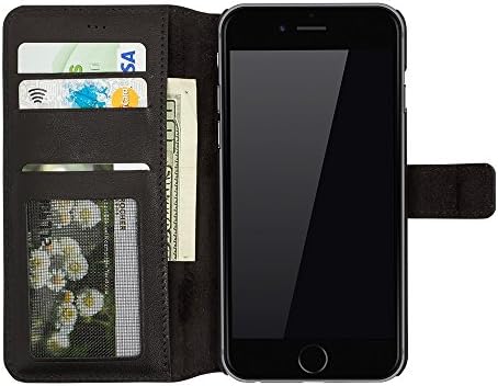 Benito Wallet case for Iphone SE, Handmade,Slim, Genuine Leather Case, Slim Flip Cases Cover with Kickstand &amp; Credit Card Slots, Made in Europe, European Style &amp; Quality (Black - 5 SE)