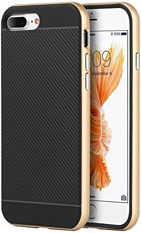 iPhone 7 Plus Case, Dreamwireless Dual Layer [Shock Absorbing] Protection Hybrid PC/TPU Rubber Case Cover For Apple iPhone 7 Plus, Black/Gold