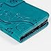 Mavis's Diary Embossed Wallet Fashion Butterfly Floral PU Leather Protective Flip Folio & Hand Strap Card Slots Shockproof TPU Rubber Inner Cover & Dust Plug & Stylus - Blue