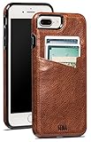 Sena Lugano Wallet, Drop Safe Leather Wallet snap on case for the iPhone 8 Plus & 7 Plus - Cognac