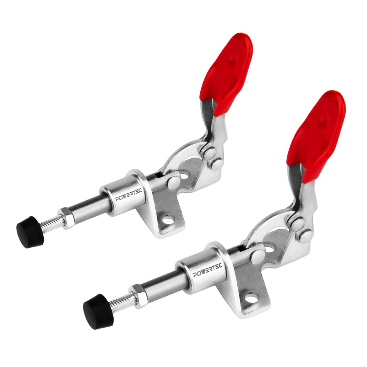 POWERTEC 20323 Push/Pull Quick-Release Toggle Clamp 301A - 100 lbs Holding Capacity w Rubber Pressure Tip, 2PK