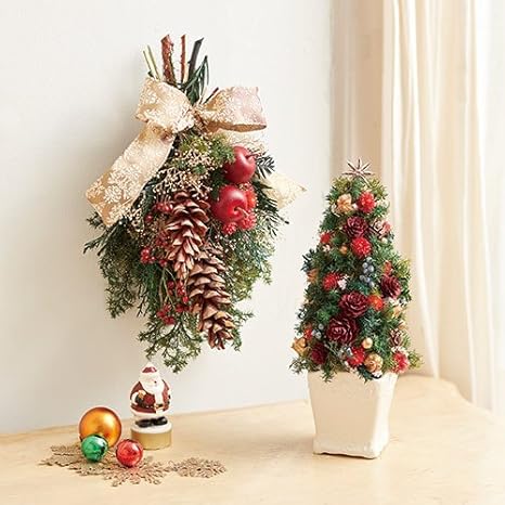Amazon Co Jp クリスマス ドライツリーとスワッグのセット デコラシオン ド ルージュ 日比谷花壇 ホーム キッチン