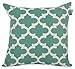 ACCENTHOME Printed Pillow Covers Set of 4 - Decorative Square Throw Pillow Cover, Indoor & Outdoor Cotton Cushion Cases, Geometric Design Teal Pillowcases for Home Sofa - Bed - Couch 18 x 18 Inch