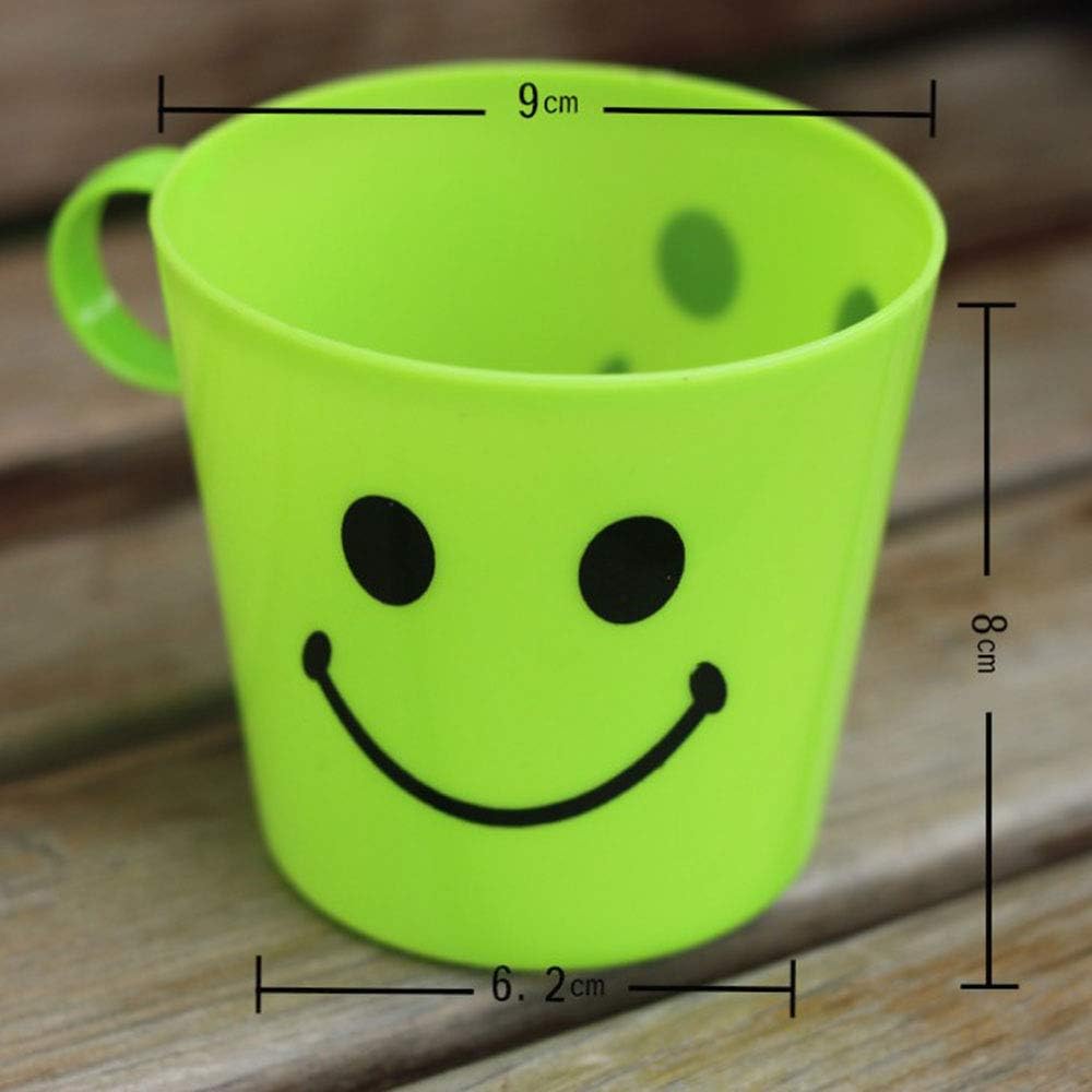 Eyourlife 6 X Childrens Smiley Face Plastic Cups Mugs Beakers Set With Handle Kids Fun