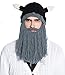 Men Knit Viking Beard/Mustache Hat Beanie, Grey Beard
