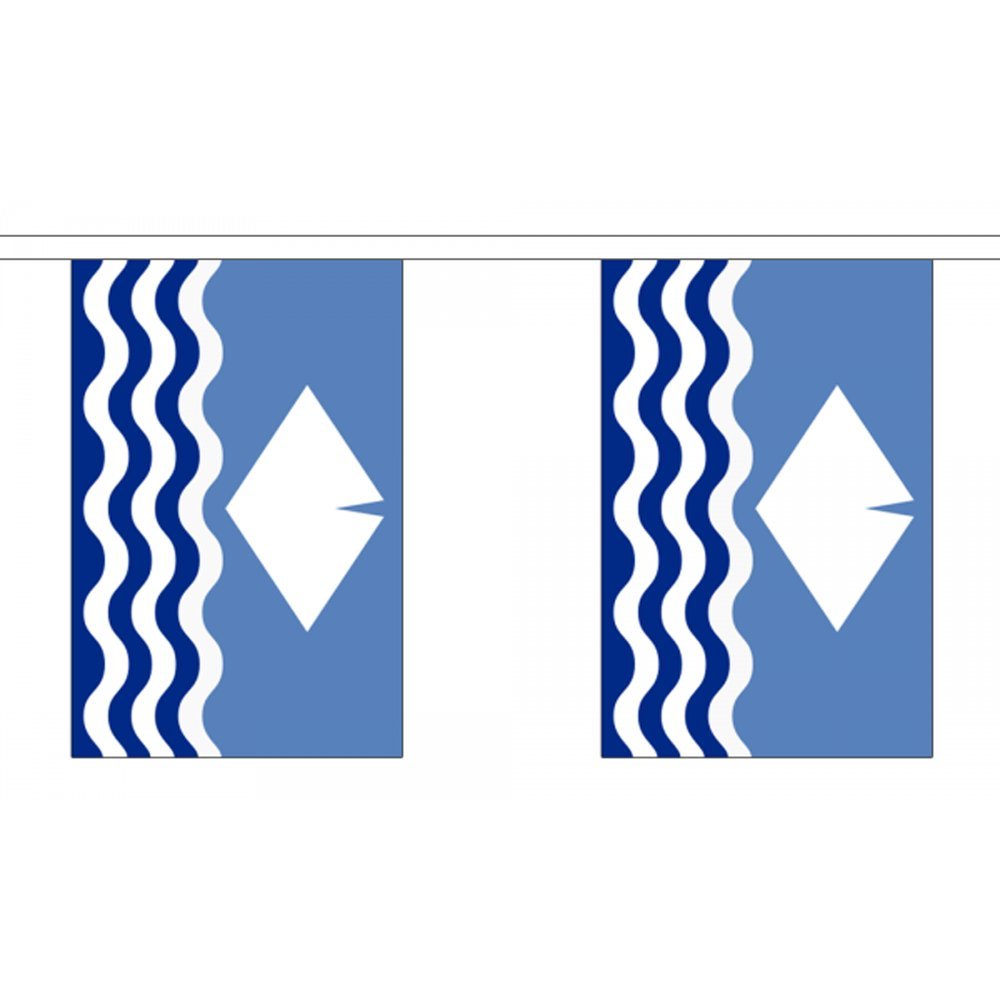 Flagtex Isle of Wight New (Waves) Fabric Bunting – 3m with 10 Flags – Premium Indoor & Outdoor Decoration