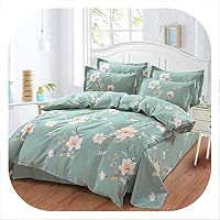 HANBINGPO Korean Princess Pastoral Style Flower Printing Pattern Queen King Double Duvet Cover Bed Sheet Set 100% Cotton Design Bedding Set,style1,175x210cm Double Set,Flat Bed Sheet