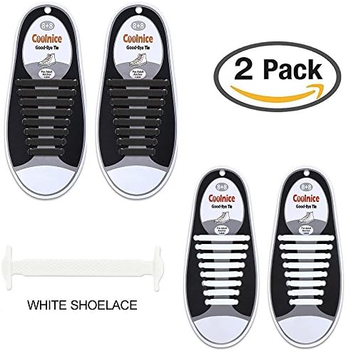 No Tie Shoelaces for Kids and Adults,Elastic Shoelaces for Sneakers,Lazy Tieless Silicone Rubber Sneakers Shoelaces,Waterproof/Durable,Easy to Install/Off(2 Pairs)