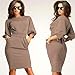 Sunward New Women's Slim Bodycon Half Sleeve O-Neck Party Office Business Dress (L, Khaki)
