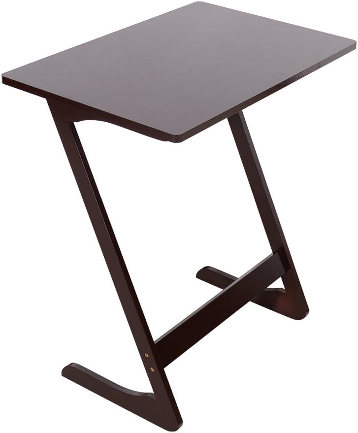Lykos Wooden Z-Shaped Bamboo Sofa Side Table Dinner Table Coffee Stand Serving Snack Tea Portable (Z-Shaped, Coffee)