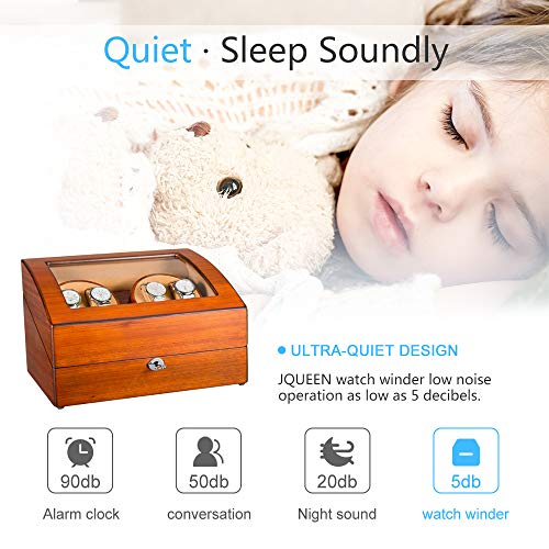 JQUEEN 4 Automatic Watch Winder with 6 Storage Case (Mandshurica) - Thumbnail 4