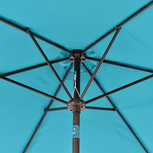LCH 9 ft Outdoor Umbrella Patio Backyard Market Table Umbrella Sturdy Pole Push Button Easily Tilt Crank with Umbrella Cover (Blue) - Thumbnail 5