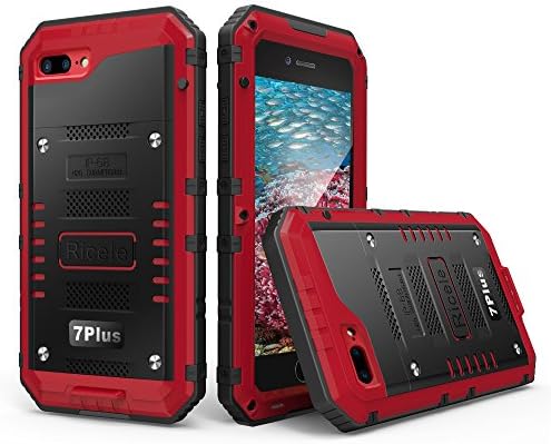 iPhone 7 Plus Case, [Waterproof] Ricele Premium Hybrid Protective Bumper Cushion With Built-in Screen Protector Dirt/Dust Proof Snowproof Shockproof Case for iPhone 7 Plus(2016) (Red)